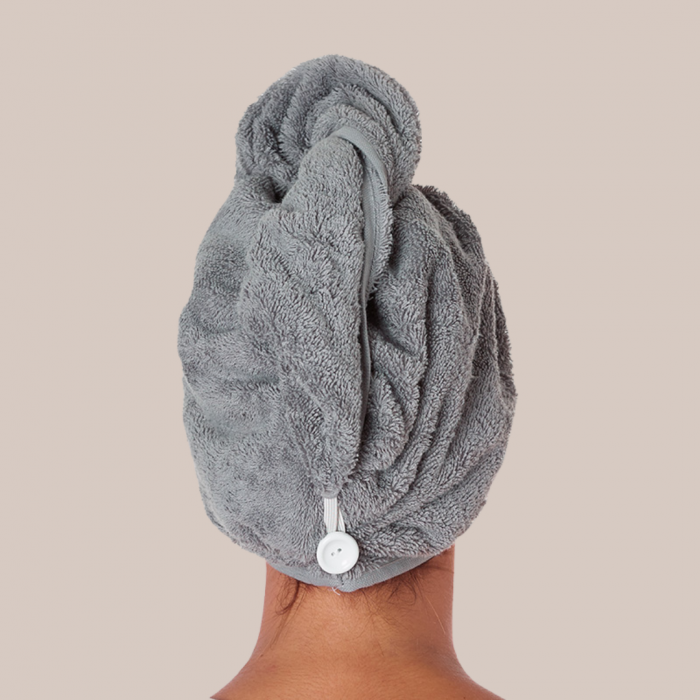 turbante toalla gris