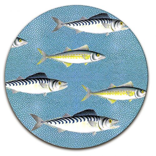 INDIVIDUAL REDONDO sardinas azul claro